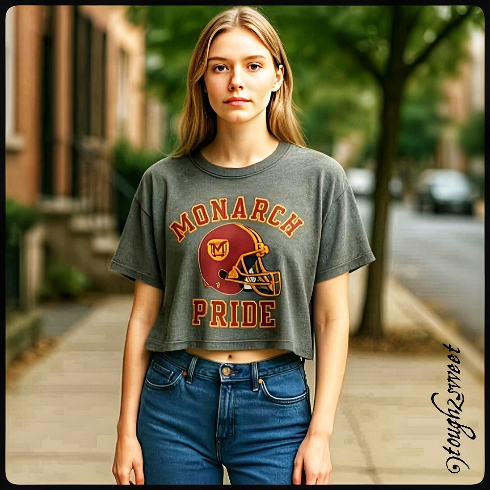 RUSSELL MONARCH PRIDE FOOTBALL CROP TOP~ WOMEN'S XL
